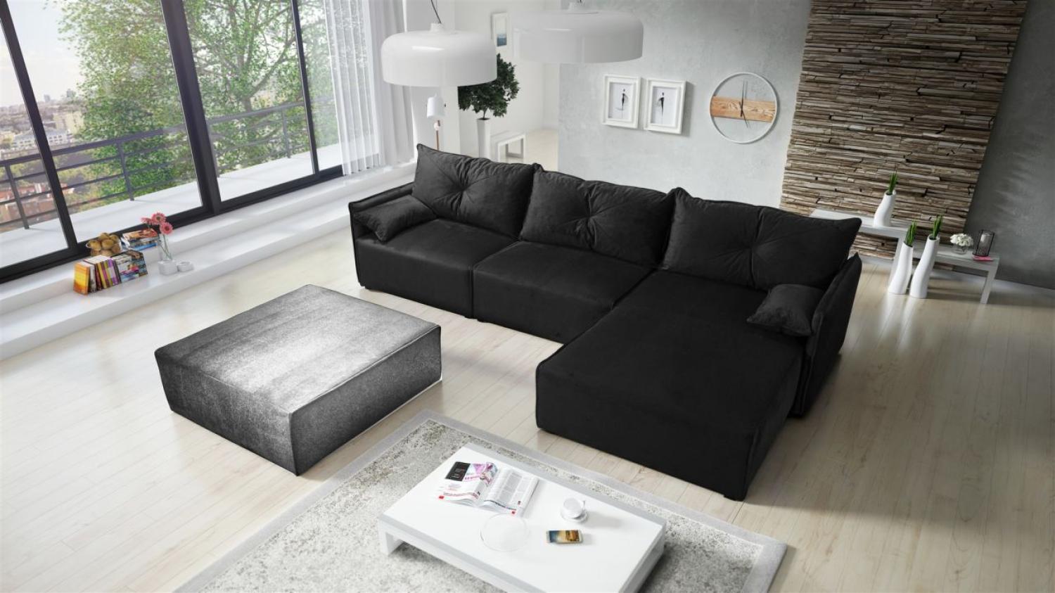 Ecksofa mit Schlaffunktion HUNTER in Stoff Royal Grafit Ottomane Rechts Bild 1