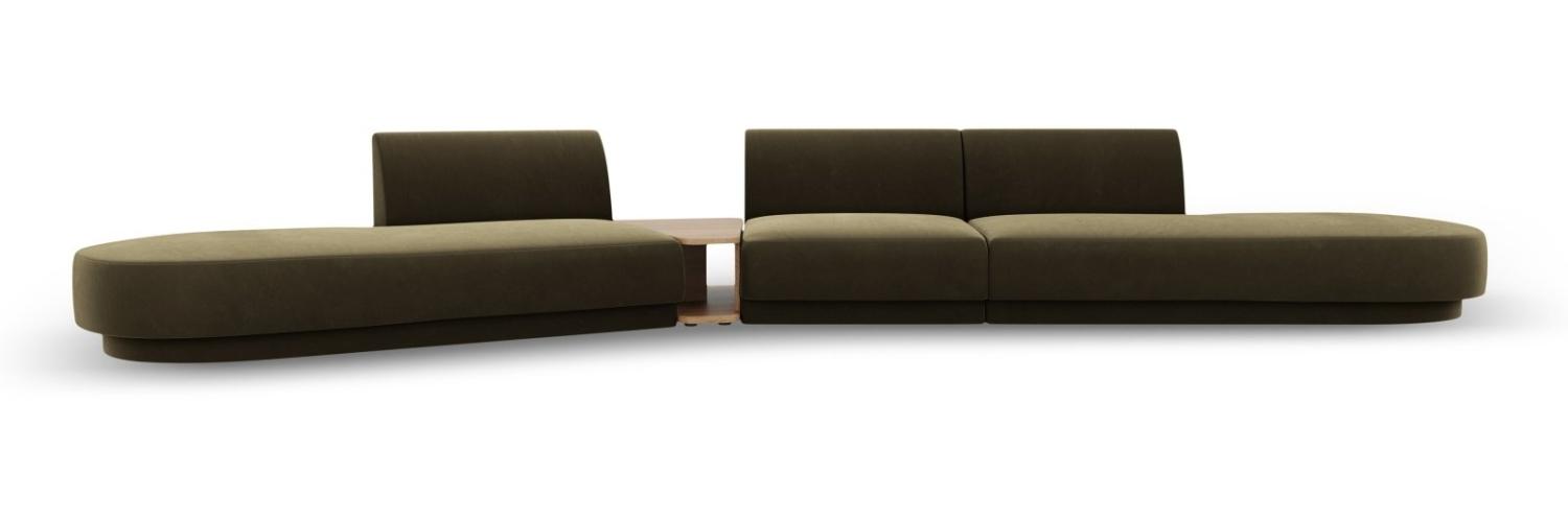 Micadoni Modulares Sofa Miley 5-Sitzer ohne Armlehnen Links Samtstoff Grün Bild 1