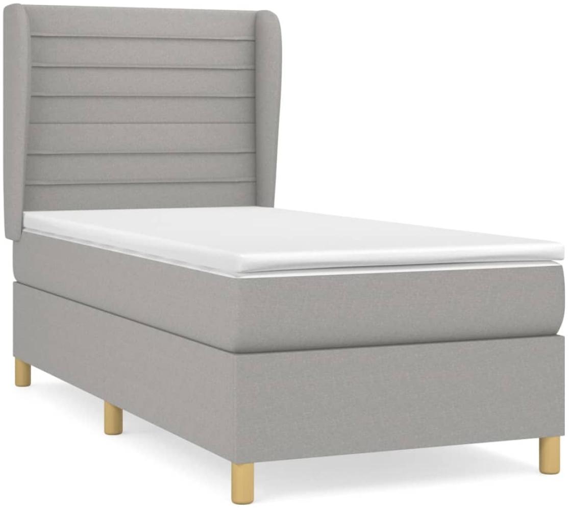 Boxspringbett mit Matratze Stoff Hellgrau 80x200 cm, Härtegrad: H2 [3128557] Bild 1