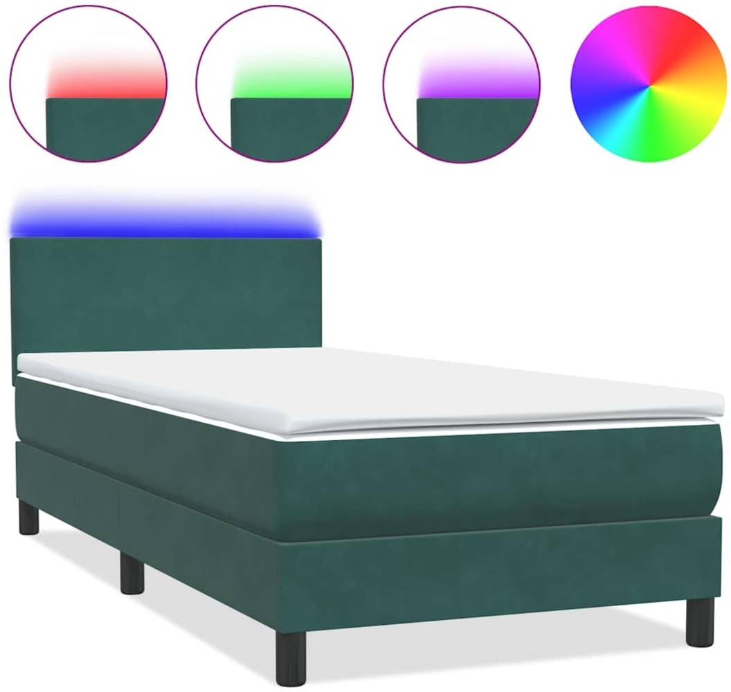 vidaXL Boxspringbett mit Matratze Dunkelgrün 100x210 cm Samt 3316680 Bild 1