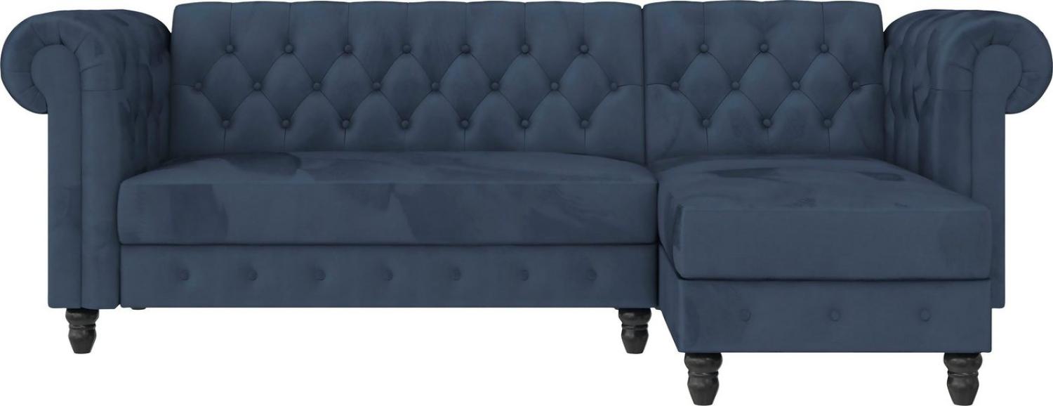 Dorel Home Ecksofa Felix, L-Form, 241 cm (Liegefl. 108x195 cm), Recamiere tauschbar, verstellb. Rückenlehne, Bett-Funktion, Velours, Kunstleder, Vintage Bild 1