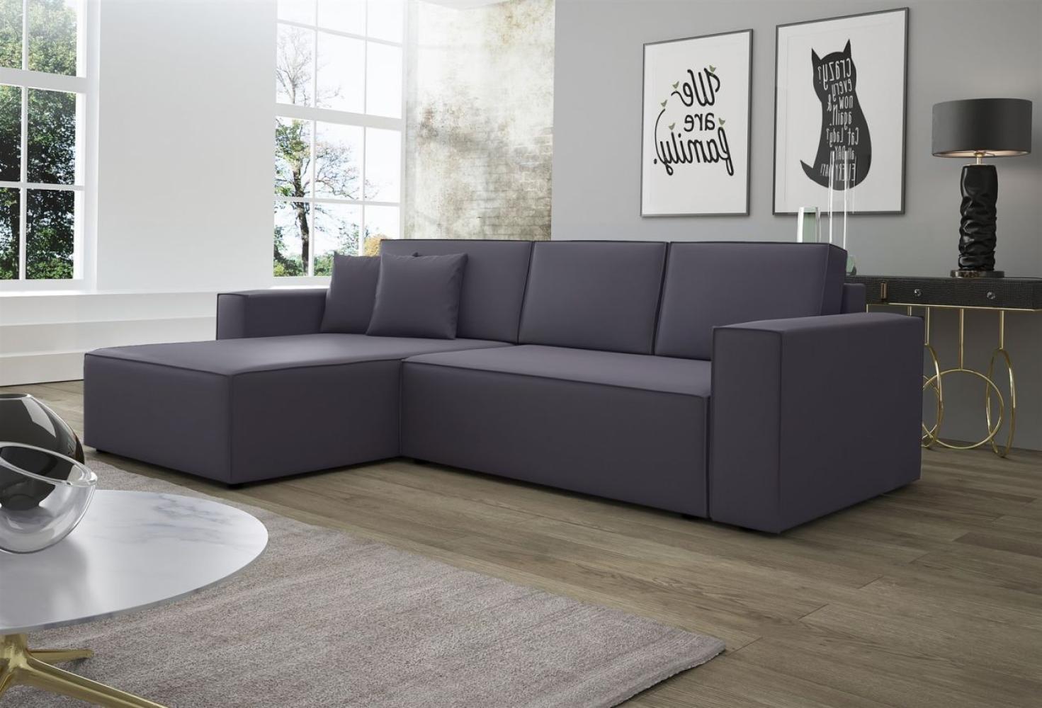 Ecksofa Schlafsofa Sofa CONOR PREMIUM Kunstleder Soft Grau Ottomane Links Bild 1