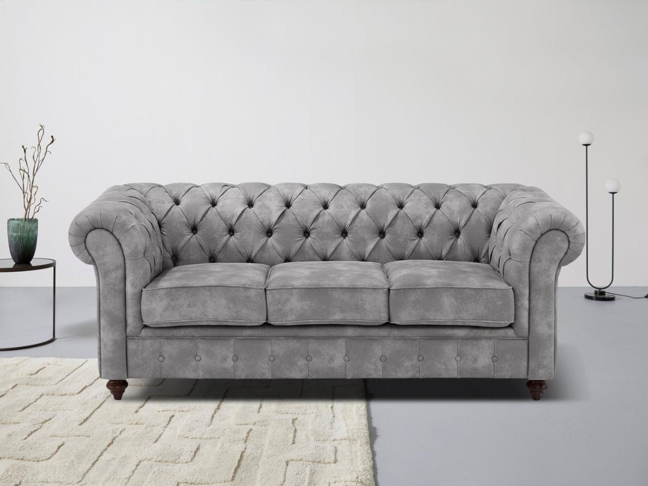 Home affaire Chesterfield-Sofa Chesterfield 3-Sitzer B/T/H: 198/89/74 cm, mit hochwertiger Knopfheftung, auch in Leder Bild 1