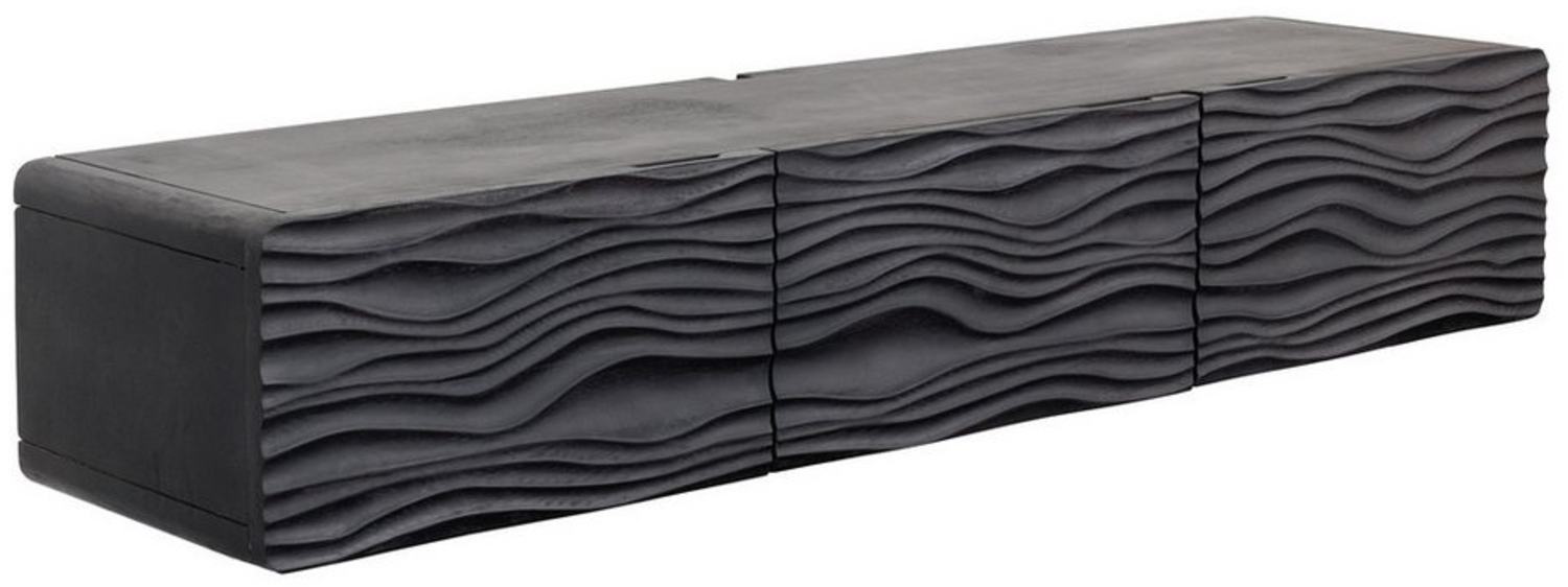 riess-ambiente TV-Board WAVE 160cm schwarz (Einzelartikel, 1 St), Wohnzimmer · Massivholz · Mangoholz · hängend · Retro Design Bild 1