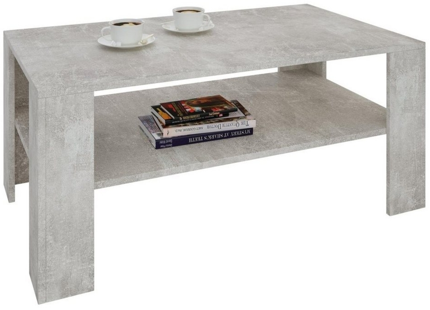 CARO-Möbel Couchtisch Wohnzimmertisch ANIMO in Beton Optik mit Ablage, 100x60 cm Bild 1