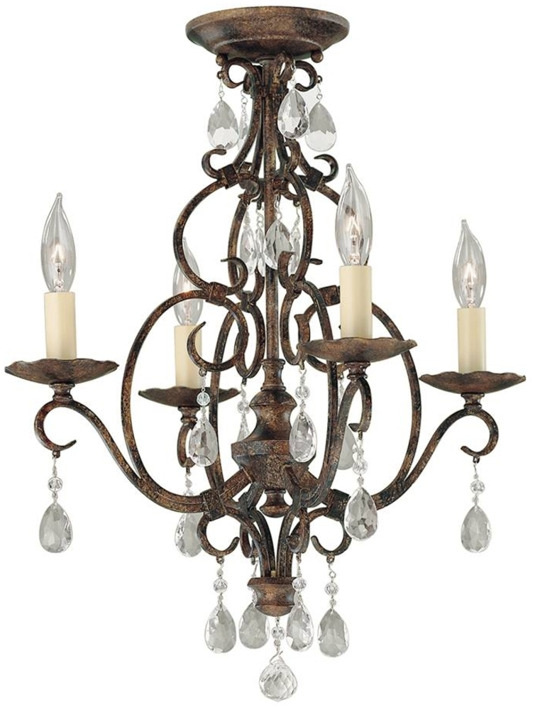 Feiss FE-CHATEAU4 Kronleuchter Chateau E14 60W Stahl, Kristall; Bronze mokka B:42. 2cm Ø42. 2cm dimmbar höhenverstellbar Bild 1