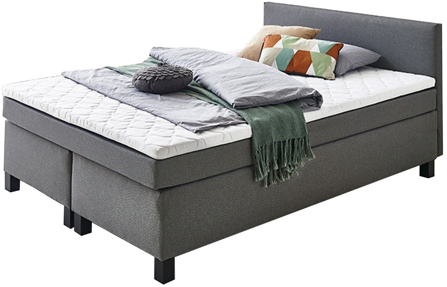 Boxspringbett Peggy / Philly BX1480 , Mikrofaser, Stoff , Grau , 180 x 87 x 207 cm Bild 1