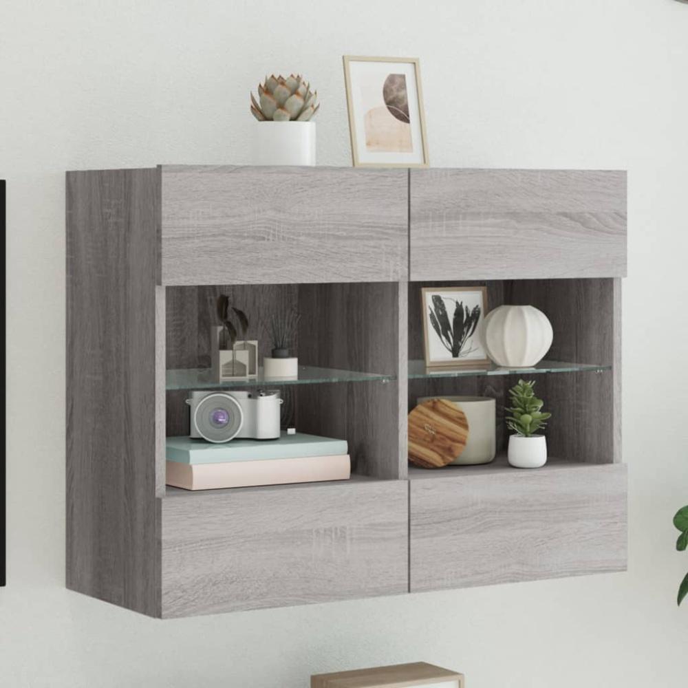 vidaXL TV-Wandschrank mit LED-Leuchten Grau Sonoma 78,5x30x60,5 cm Bild 1