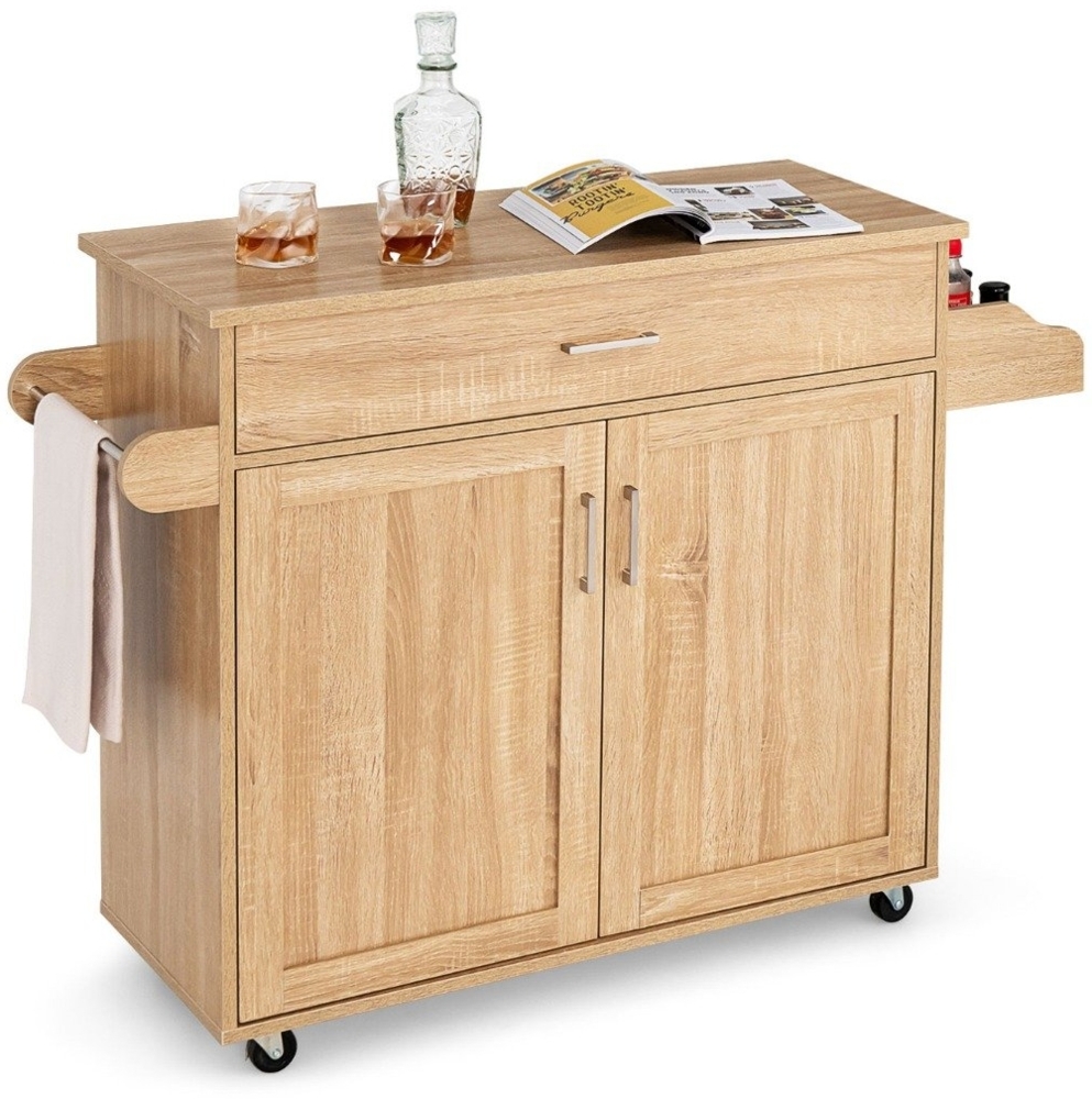 Küchenwagen Rollender Aufbewahrungswagen mit Feststellbaren Gummirollen Natur Bild 1