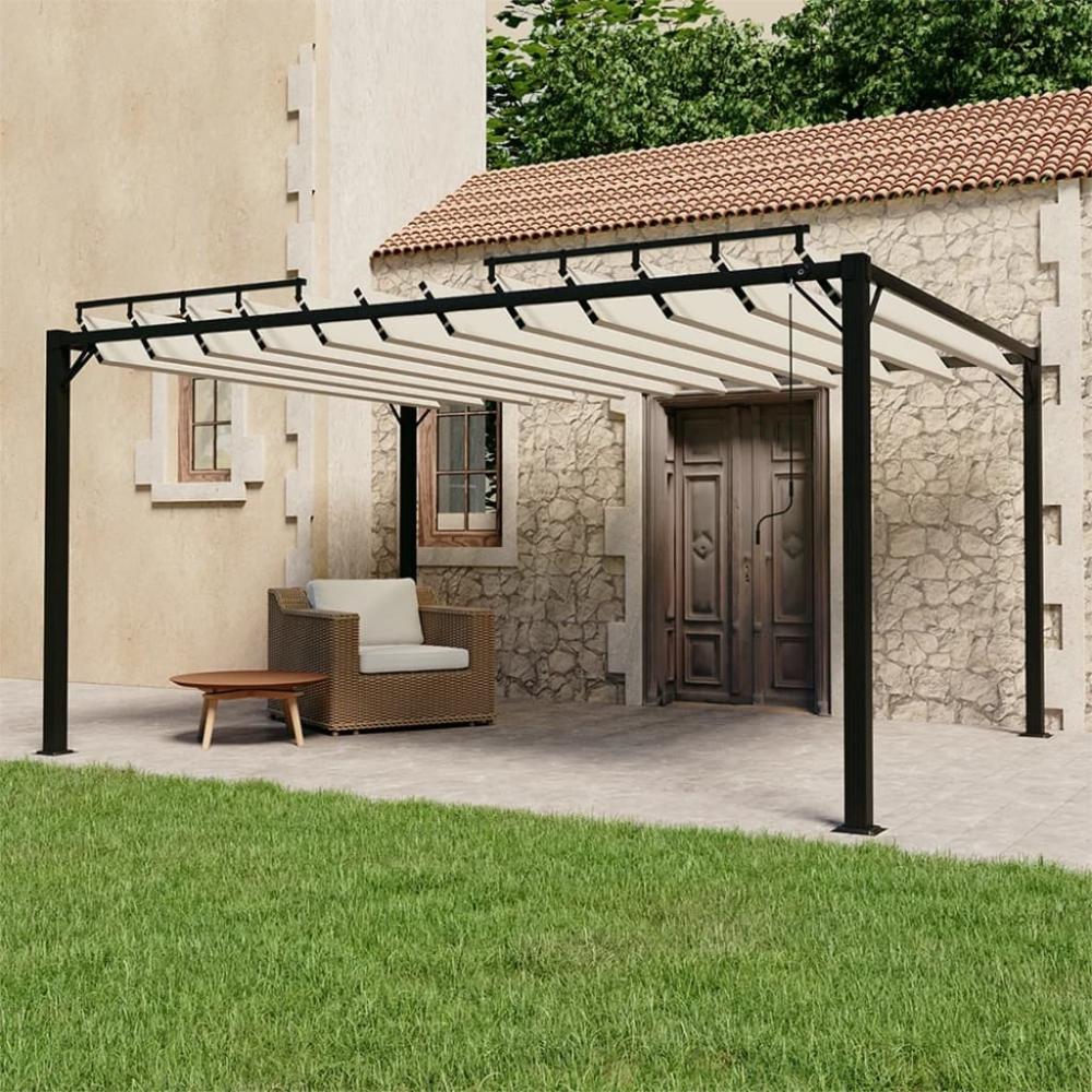 vidaXL Pergola mit Lamellendach 3x4 m Creme Stoff und Aluminium 313927 Bild 1