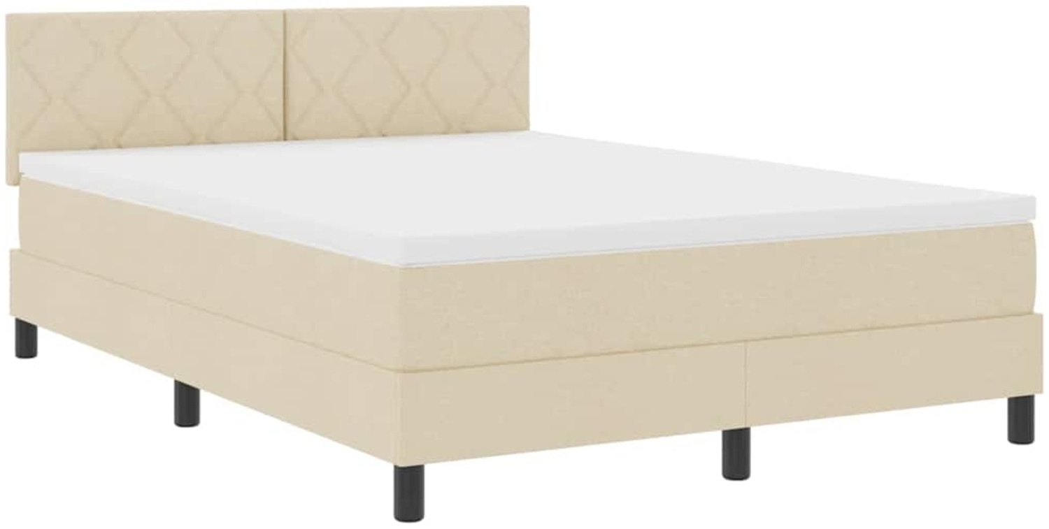 vidaXL Boxspringbett mit Matratze Creme 160 x 200 cm Stoff 3338781 Bild 1