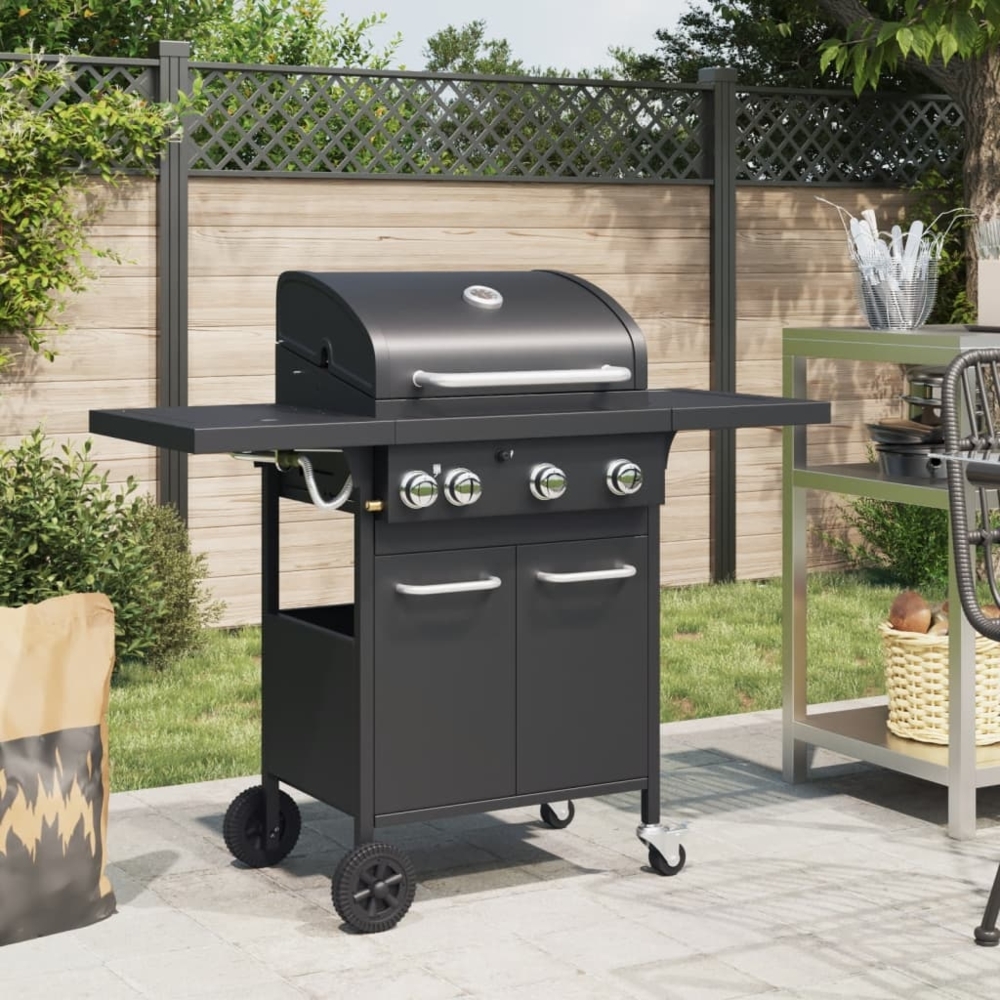 vidaXL Gasgrill mit 4 Flammen Schwarz Pulverbeschichteter Stahl 367583 Bild 1