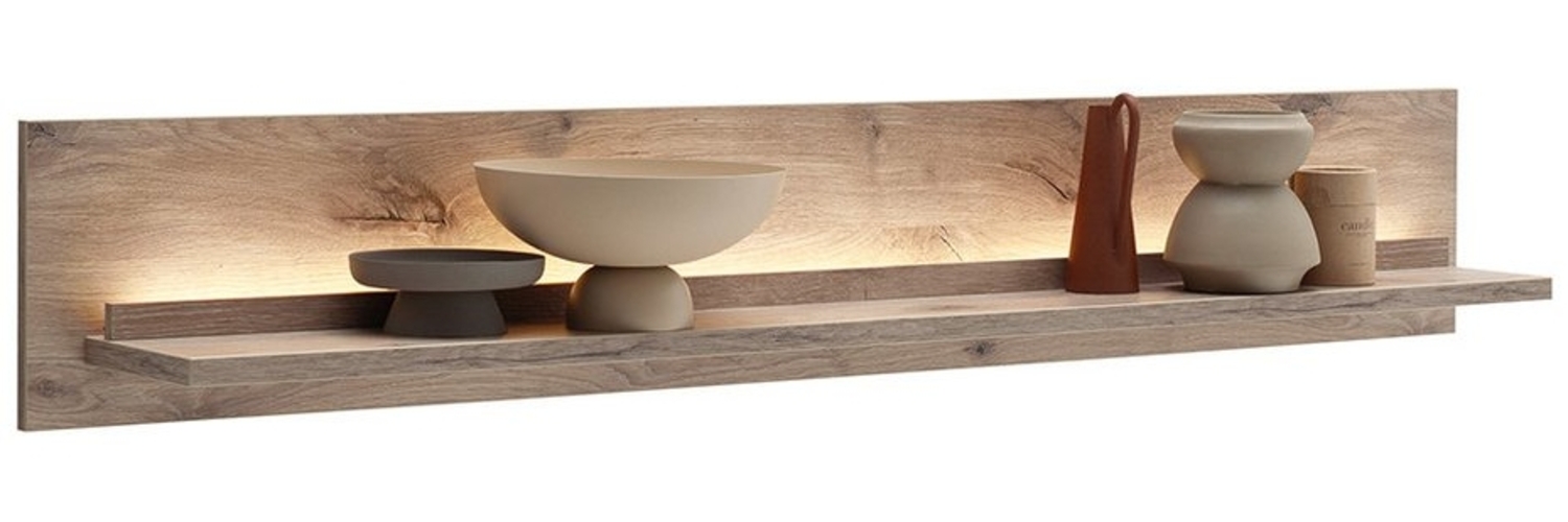 Lomadox Wandregal SAGUNTO-05, mit LED-Beleuchtung, in Eiche Bild 1