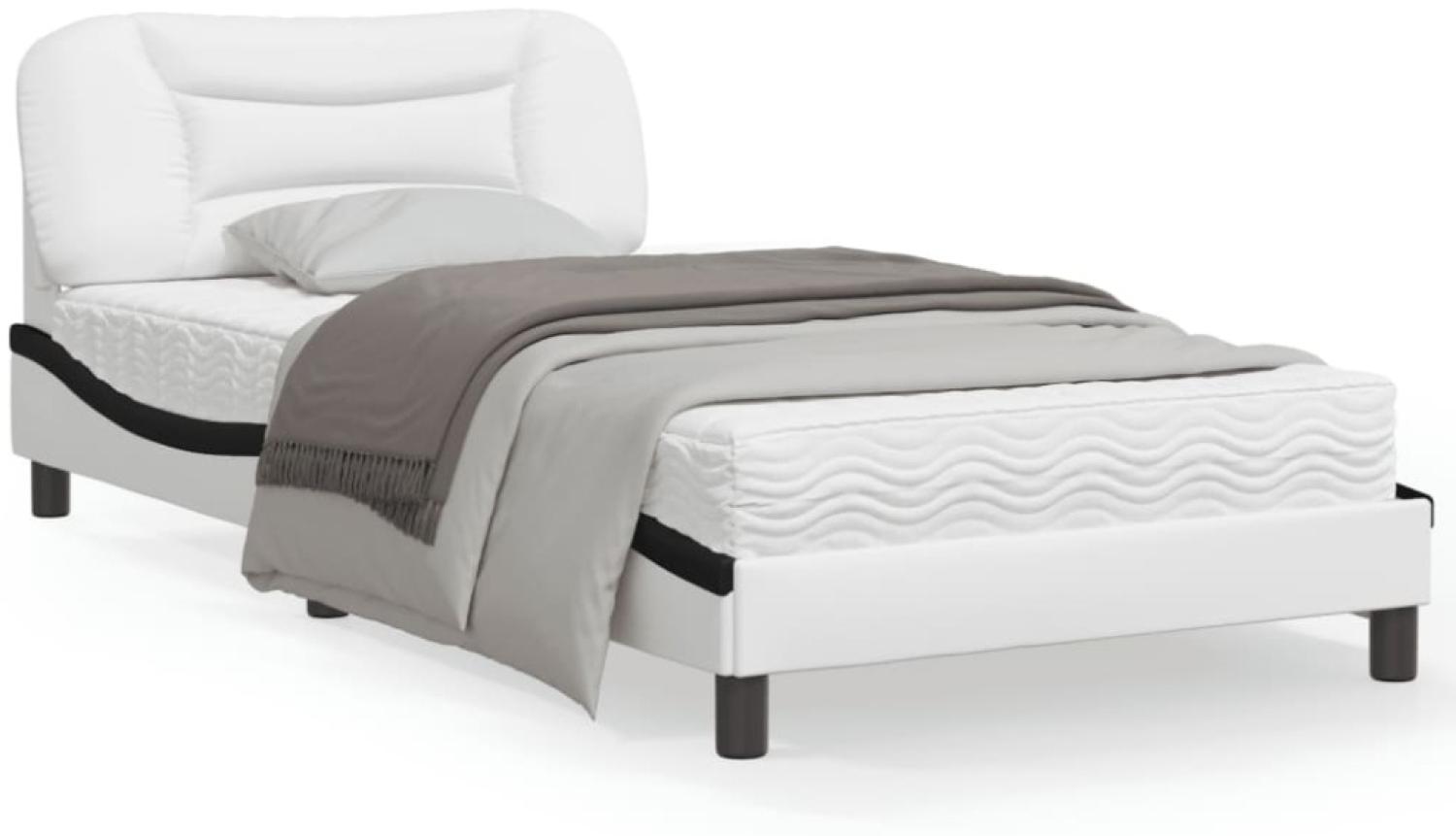 vidaXL Bettgestell ohne Matratze "Hvar" Weiß und Schwarz 100x200 cm Kunstleder 3207987 Bild 1