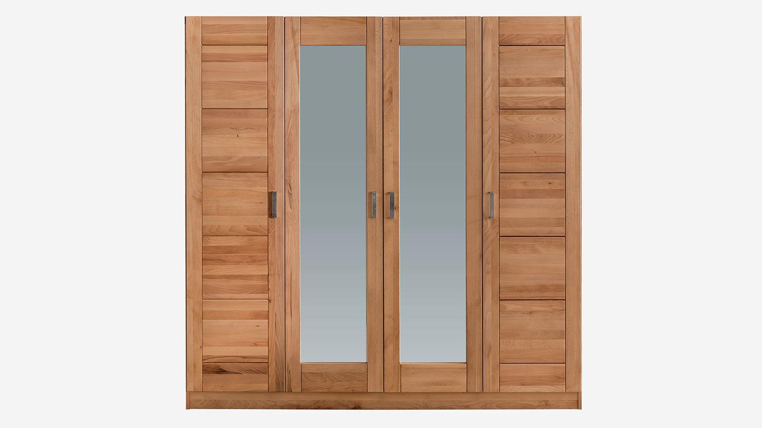 Kleiderschrank LIA 4S in Kernbuche 4-türig mit Spiegel 202 cm Bild 1