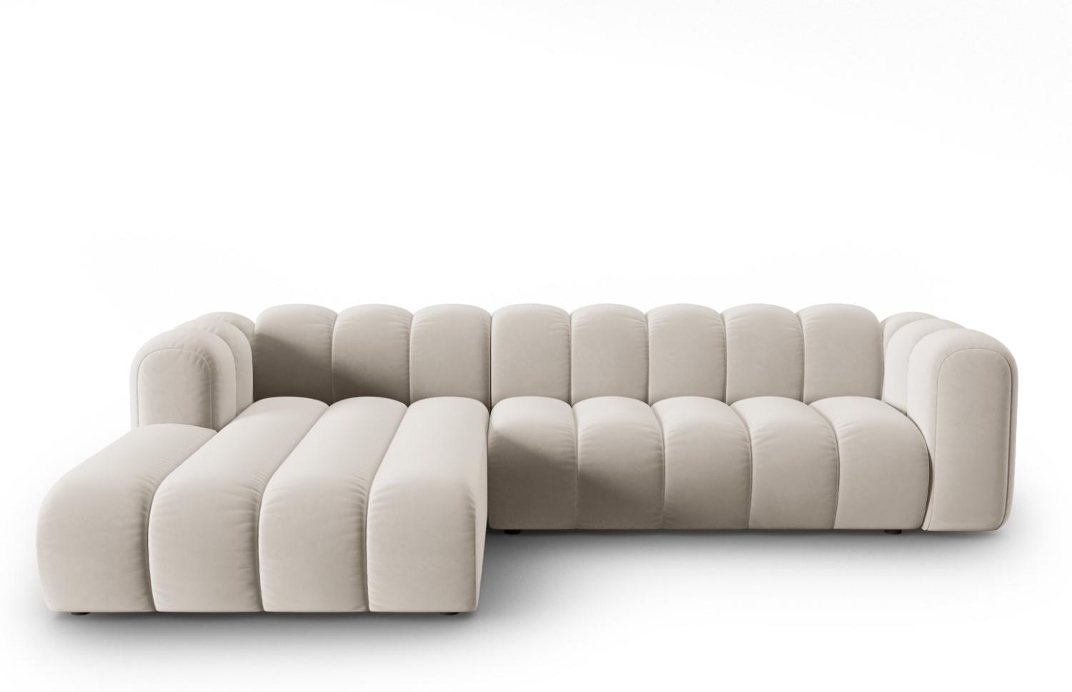 Micadoni Modulares Ecksofa Lupine 4-Sitzer Links Samtstoff Beige Bild 1