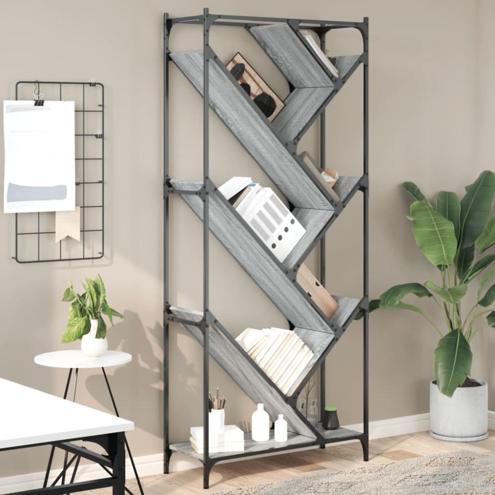 vidaXL Bücherregal Grau Sonoma 79x30x180 cm Holzwerkstoff und Metall 845434 Bild 1