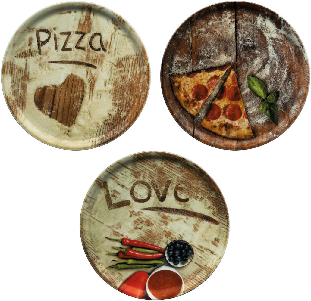 3er Set Pizzateller Oliven-, Salami- & Lieblingspizza Ø 33,3cm Platte XL-Teller Bild 1