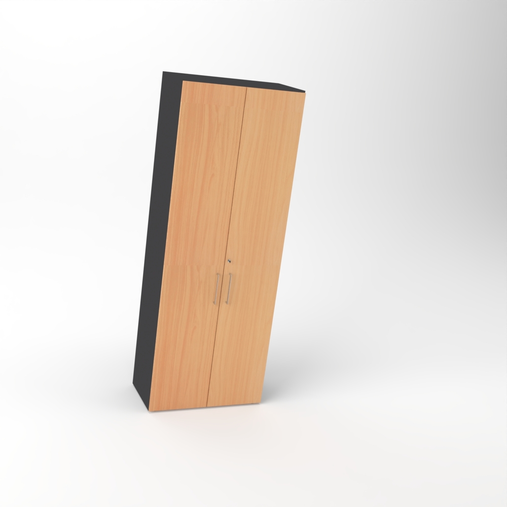 Rheinland Möbel Flügeltürenschrank Cabino 80×42×216 cm – abschließbarer Aktenschrank 6OH in Graphit/Buche mit 110° Drehtüren & Metallgriff Bild 1