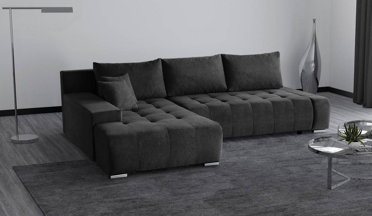 Beautysofa Ecksofa Draco L, Grau, Dunkelgrau, inkl. Wellenfedern Ecke mit Einfügung, Polstersofa mit Schlaffunktion, L-Form Ecksofa mit Bettkasten Bild 1