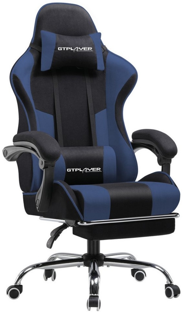 GTPLAYER Gaming-Stuhl Bürostuhl mit Massagefunktion, Fußstütze, Kopfstütze (Packung), Ergonomischer Gamer Stuhl Maximale Belastung 150 kg, 360° drehbar Bild 1