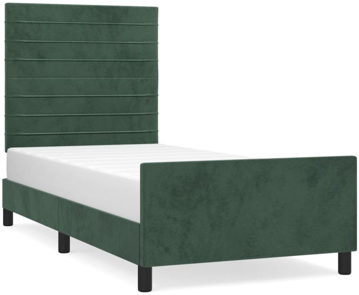 vidaXL Bettgestell mit Kopfteil Samt Dunkelgrün 80x200 cm Bild 1