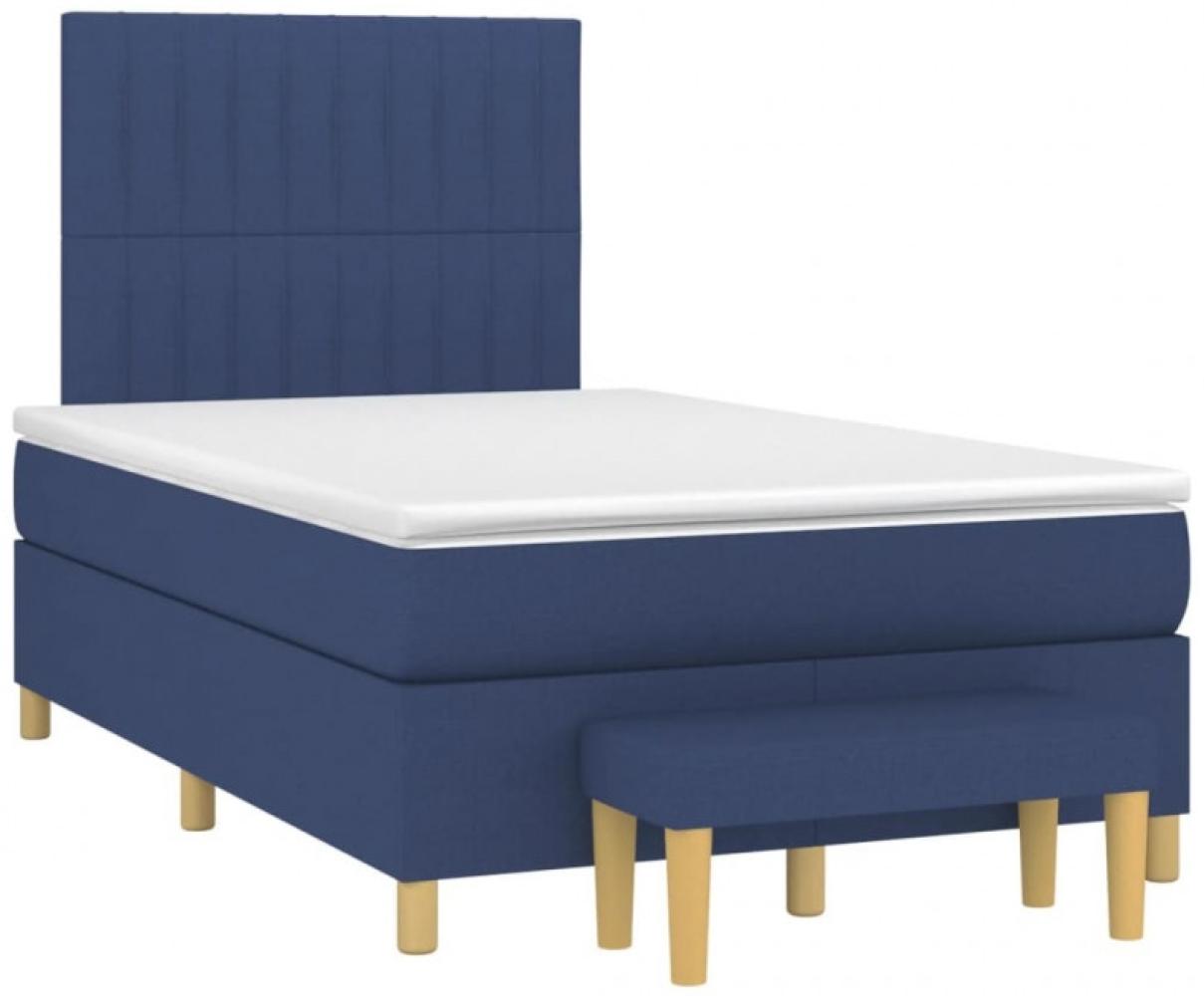 vidaXL Boxspringbett mit Matratze Blau 120x190 cm Stoff 3270424 Bild 1