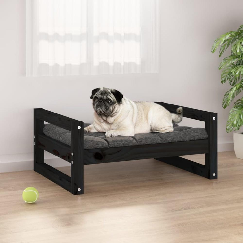 vidaXL Hundebett 65,5x50,5x28 cm Massivholz Kiefer, Schwarz Bild 1