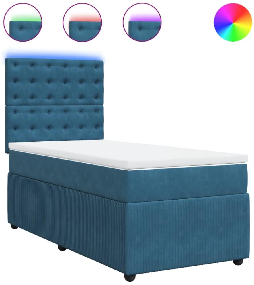 vidaXL Boxspringbett mit Matratze Blau 90x200 cm Samt 3294554 Bild 1