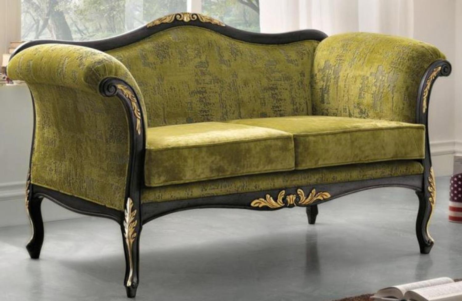 Casa Padrino Luxus Barock Wohnzimmer Sofa Grün / Schwarz / Gold 165 x 82 x H. 96 cm - Edle Barockstil Wohnzimmer Möbel Bild 1