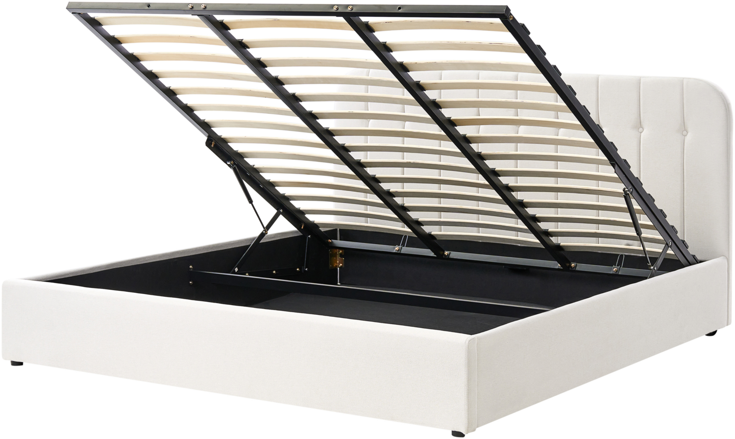 Bett mit Stauraum Stoff CHALLANS 180 x 200 cm Cremeweiß Bild 1