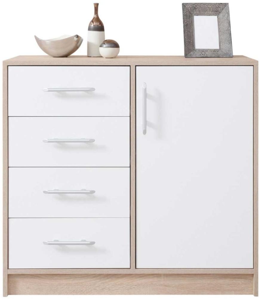 Kommode Sideboard Smart 90 x 40 x 83,5 cm weiß Sonoma Eiche 1-türig Bild 1