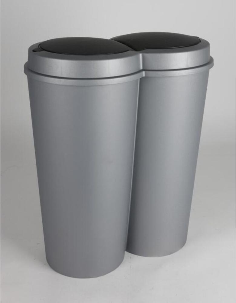 E&K Duo-Bin Doppel-Abfalleimer 2-fach Mülleimer 49x52x30cm mit Deckel Bild 1