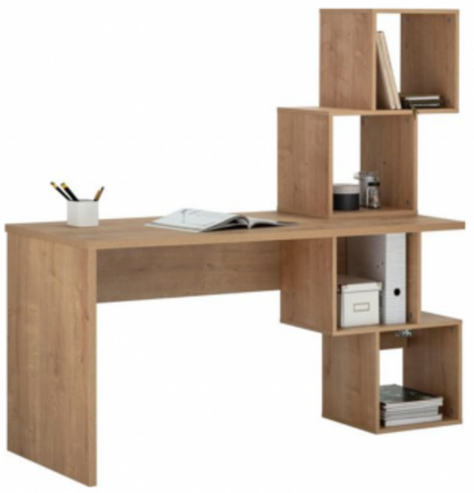 Schreibtisch mit 4 offenen Fächern, Chalet Eiche, 142 x 60 x 154 cm Bild 1