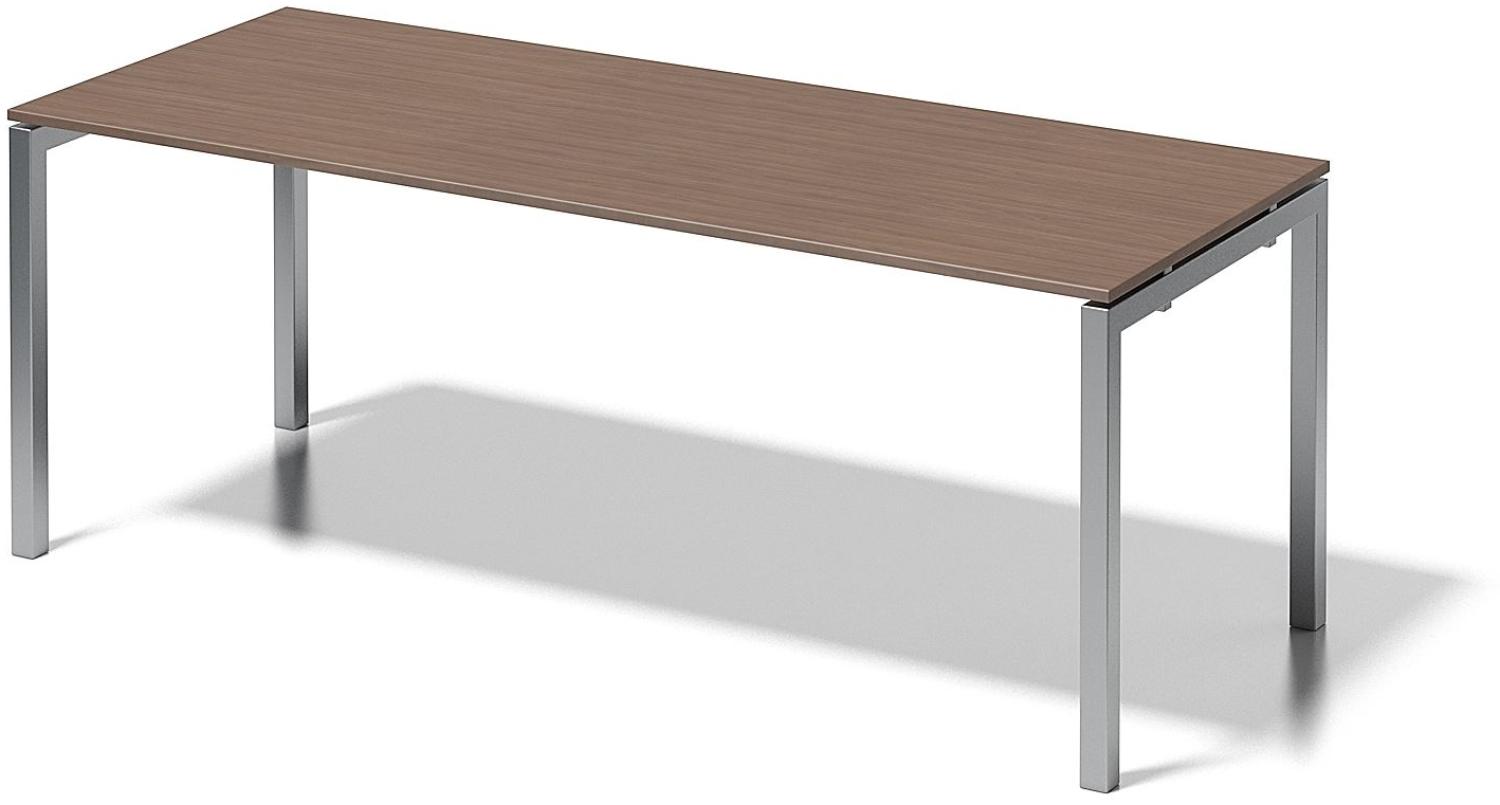 Cito Schreibtisch, 740 mm höhenfixes U-Gestell, H 19 x B 2000 x T 800 mm, Dekor nußbaum, Gestell silber Bild 1