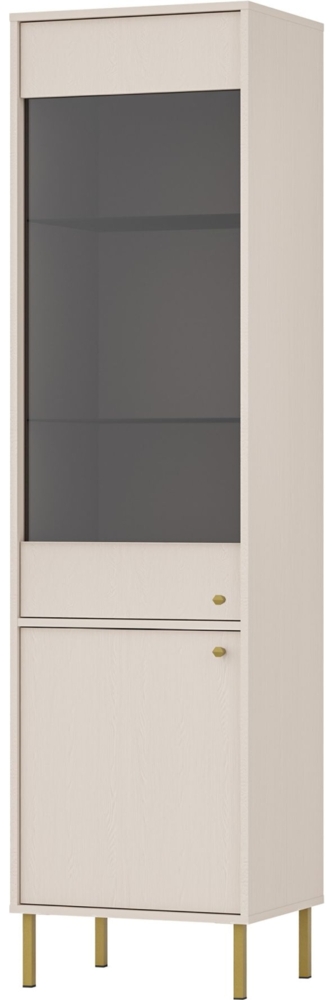 Selsey 'Oktio' Vitrine mit 2 Regalen, sandbeige, ca. 195 x 52 x 41 cm Bild 1