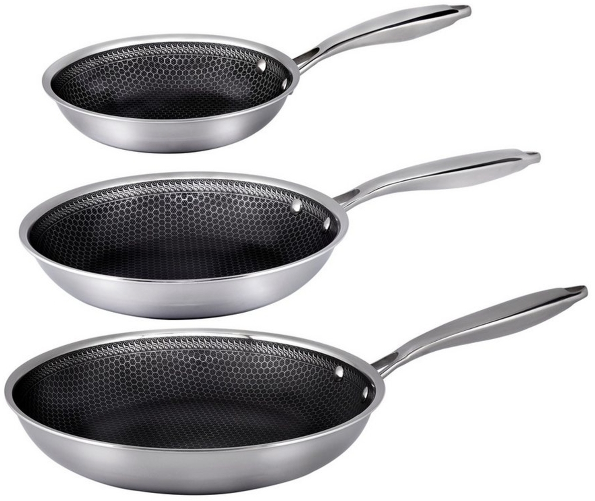 Hâws Pfannen-Set SANTO, Edelstahl (Set, 3-tlg, 20cm, 24cm, 28cm), Edelstahl, PFAS-Frei, Dreischicht-Material, Wabenstruktur Bild 1