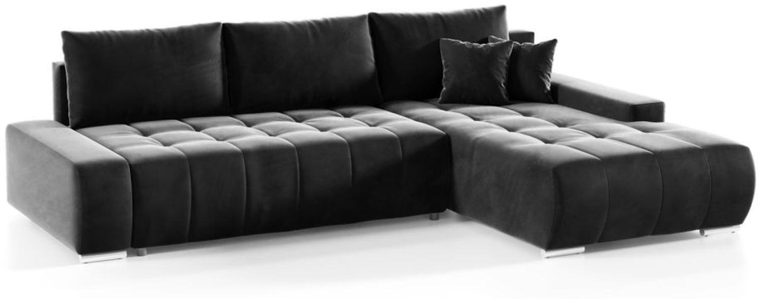 Ecksofa Sofa mit Schlaffunktion VOGAR Stoff Monolith Grafit Ottomane Rechts Bild 1