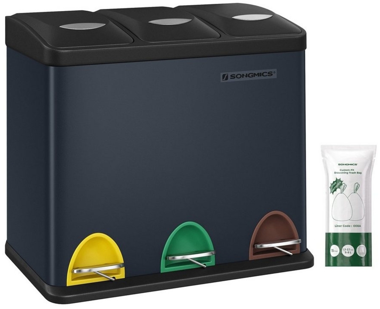 Songmics 3-in-1 Abfalleimer, Metall, 24 Liter, Rauchgrau Bild 1