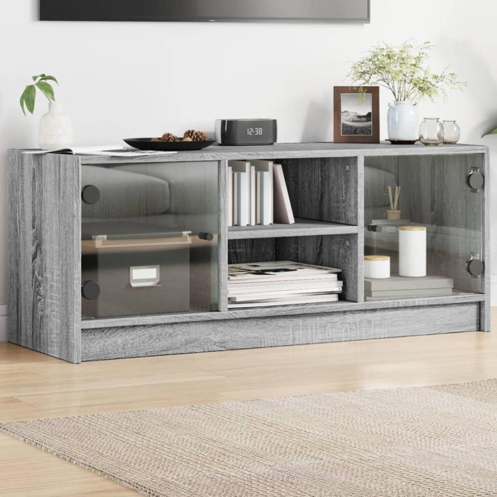 vidaXL TV-Schrank mit Glastüren Grau Sonoma 102x37x42 cm 836376 Bild 1