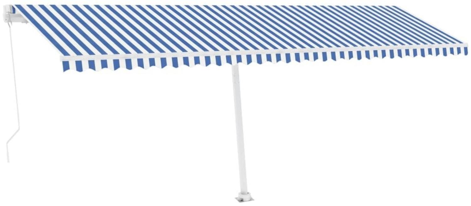 Standmarkise Einziehbar Handbetrieben 600x350 cm Blau/Weiß Bild 1