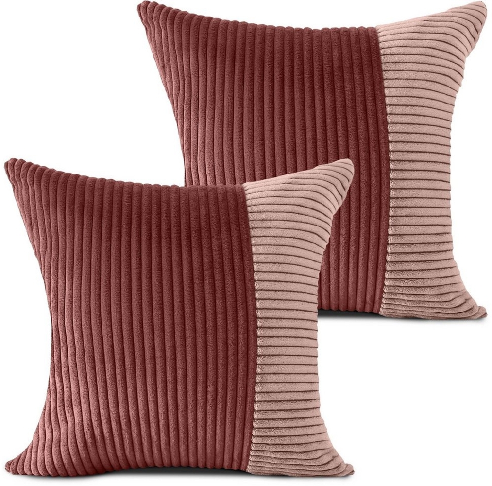 Amilian Kissenbezüge - 2er Set Kissenbezug - Zierkissenbezüge - Bezug für Dekokissen, (2 Stück), 40x40 cm Cord-Optik - Kissenhüllen, Bezüge, Sofabezüge Bild 1