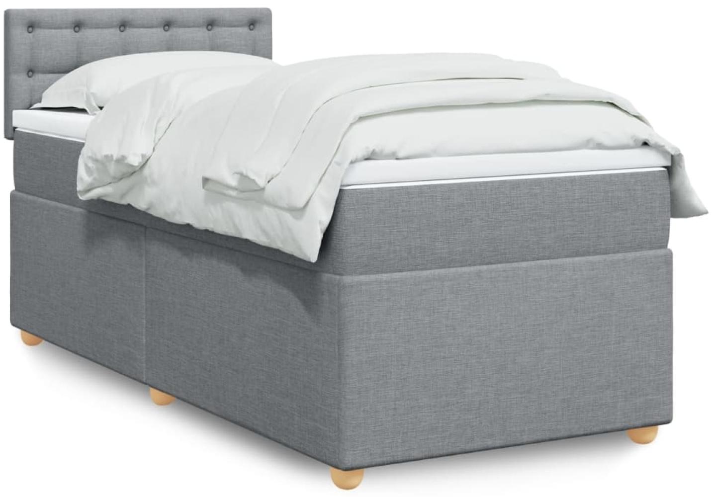 vidaXL Boxspringbett mit Matratze Hellgrau 90x190 cm Stoff 3288849 Bild 1