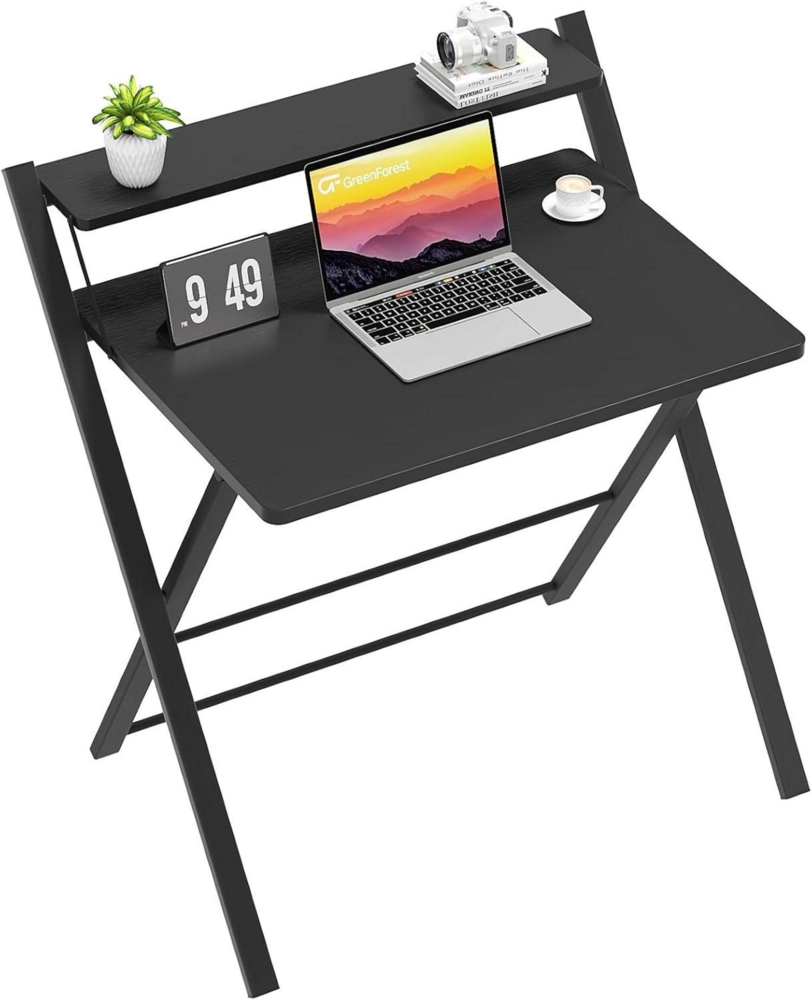 Klappbarer Schreibtisch Regal Keine Montage Schwarz 63x45x70cm Bild 1
