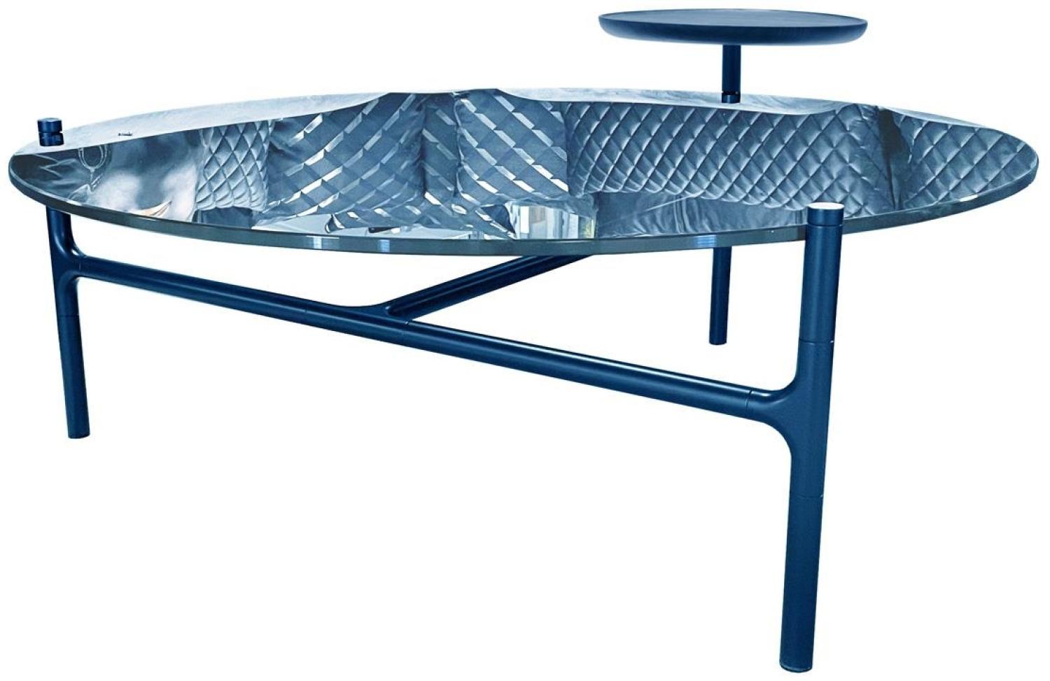 ROLF BENZ Couchtisch 915 Glas und Metall blau ø102 cm Bild 1