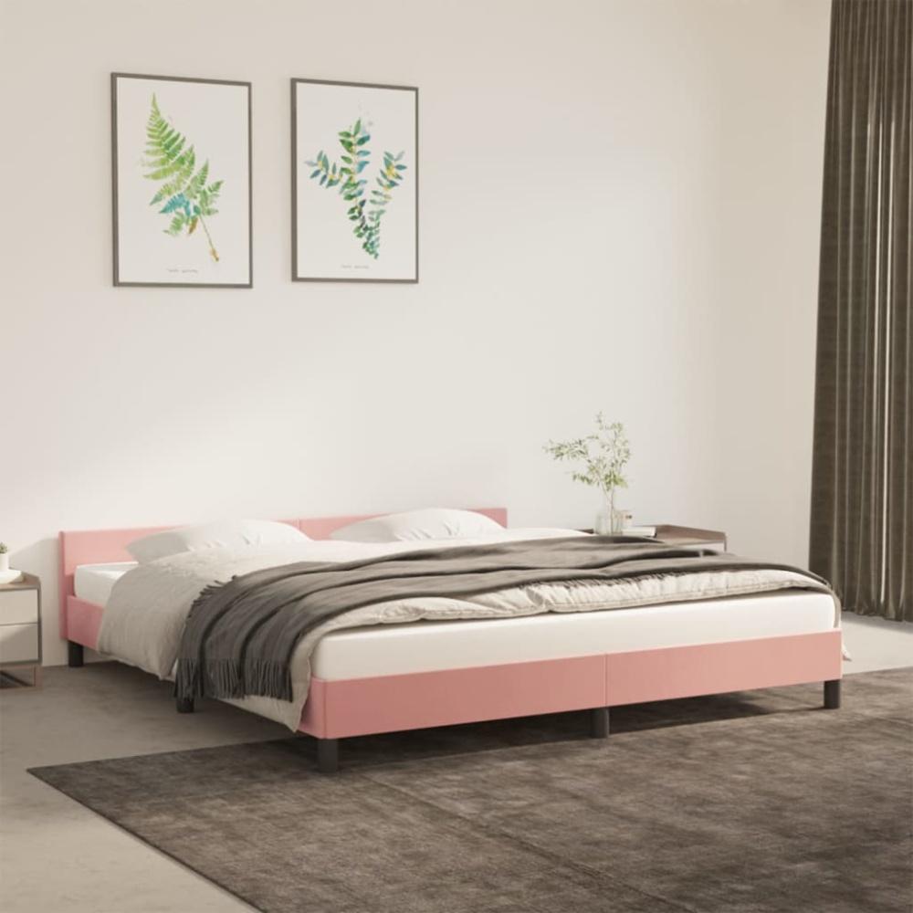 vidaXL Bettgestell mit Kopfteil ohne Matratze Rosa 180x200 cm Samt 347590 Bild 1