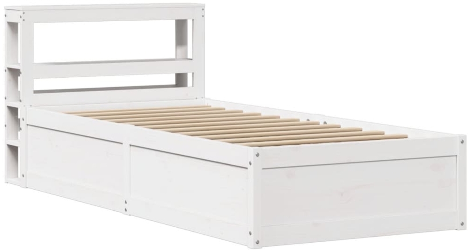 vidaXL Massivholzbett mit Kopfteil Weiß 90x200 cm Kiefer 3306352 Bild 1