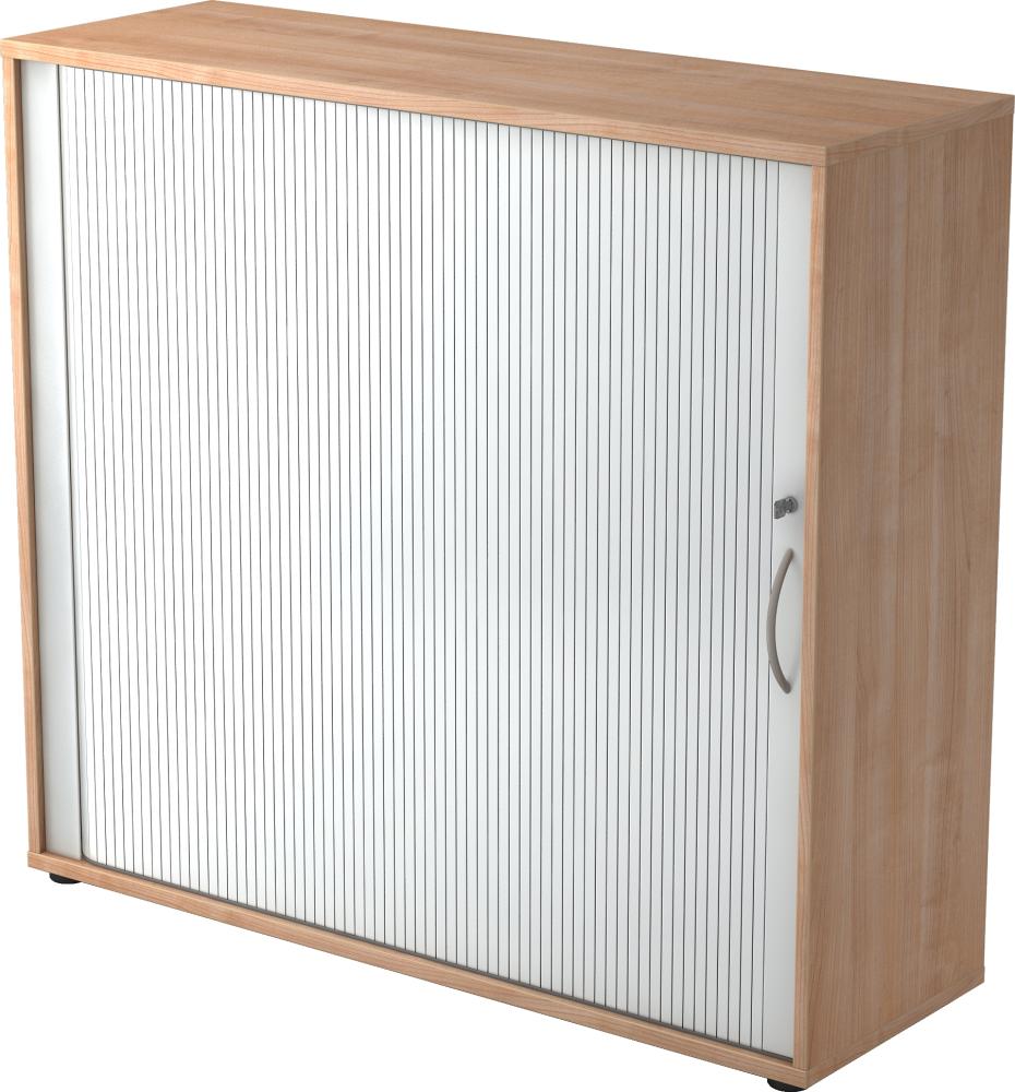 bümö® Rollladenschrank 3 OH abschließbar in Ahorn/Silber mit Bogengriffen Bild 1