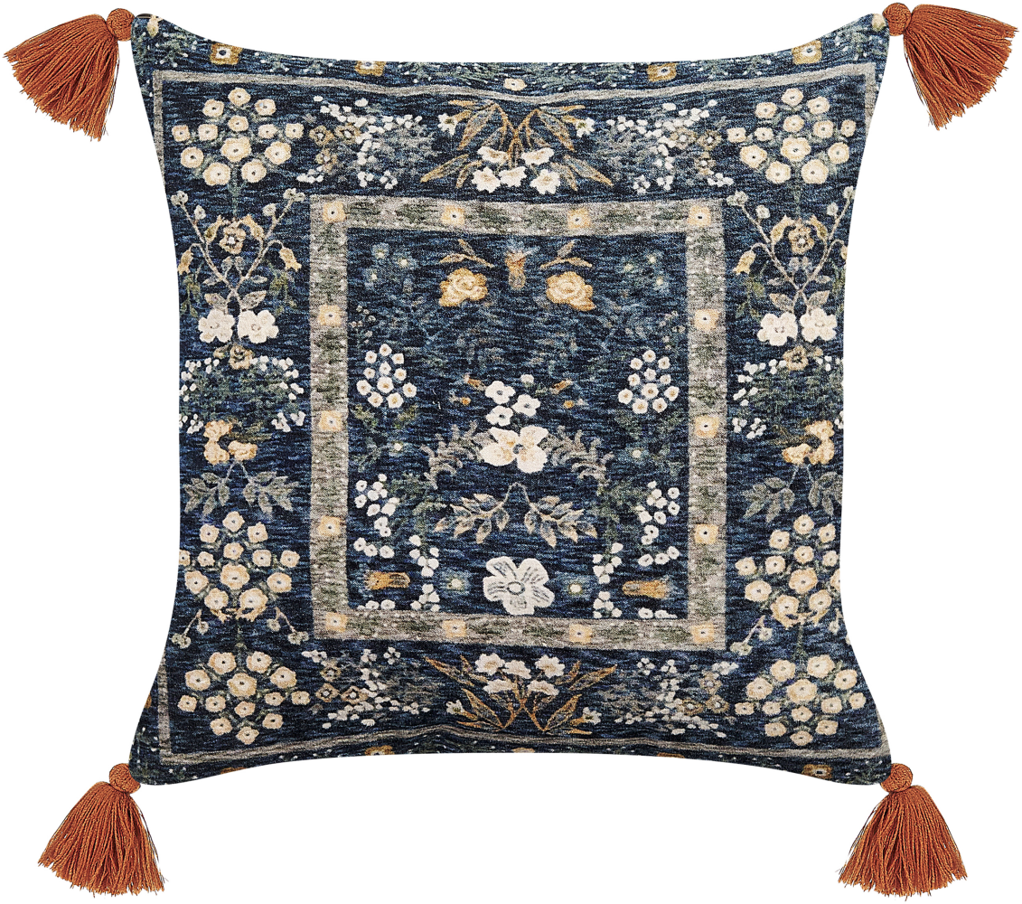 Dekokissen Blumenmuster PANAX Samtstoff 45 x 45 cm Bunt Bild 1