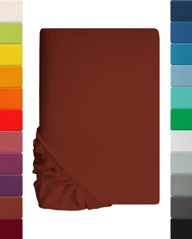 Kinder Jersey Spannbettlaken, Spannbetttuch, Lavea Serie Maya, 60x130 cm | 70x140 cm, Kastanie, 100% Baumwolle, hochwertige Verarbeitung, mit Gummizug Bild 1